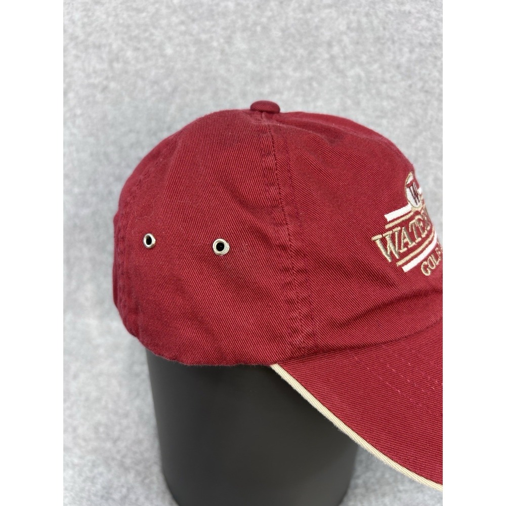 Waterview Texas Golf Club Ball Cap Hat Adjustable Strap Red w/White and Tan - Picture 3 of 9